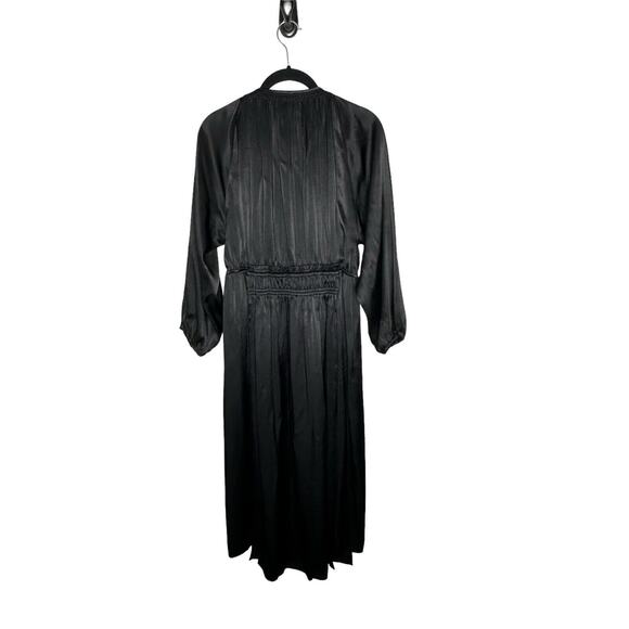 A Piece Apart Midi Dress 4 Witchy Gothic Gypsy Smocked Wednesday Pleated Black - Picture 7 of 13